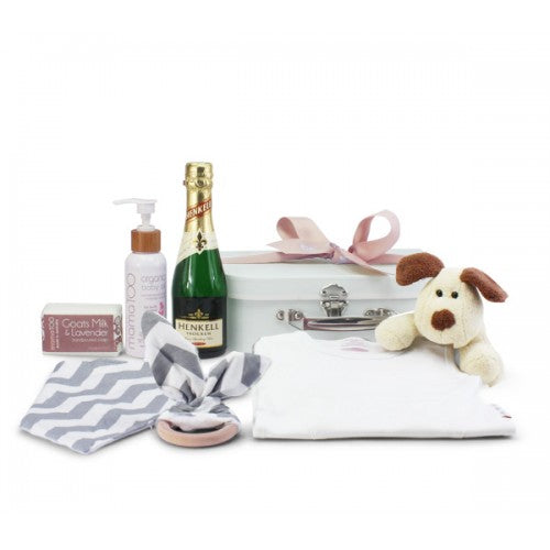 new baby gift with champagne
