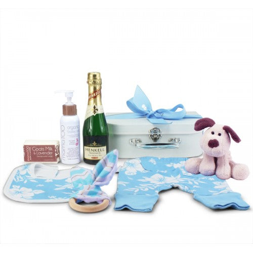 Baby boy gift with champagne